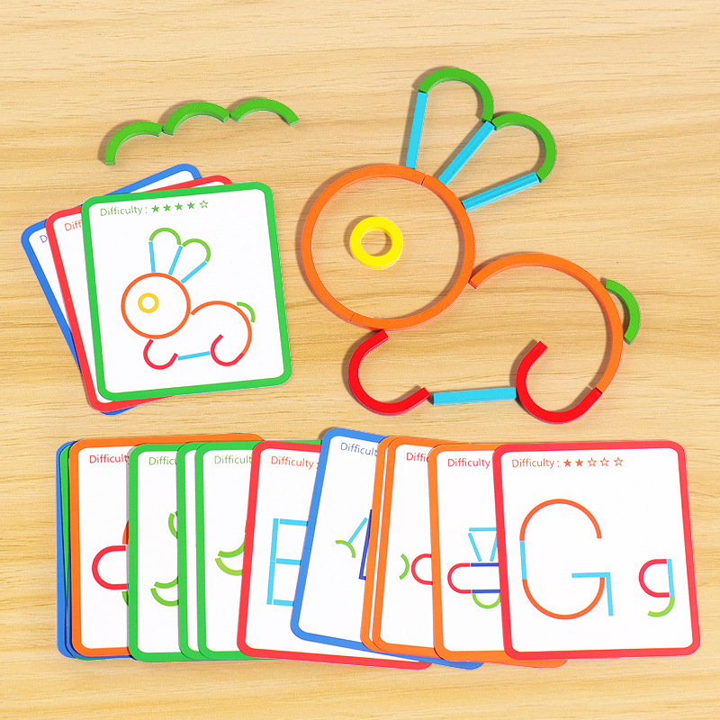 Cross-border creative stick rainbow ring puzzle children's early education puzzle children's wooden color cognitive puzzle puzzle