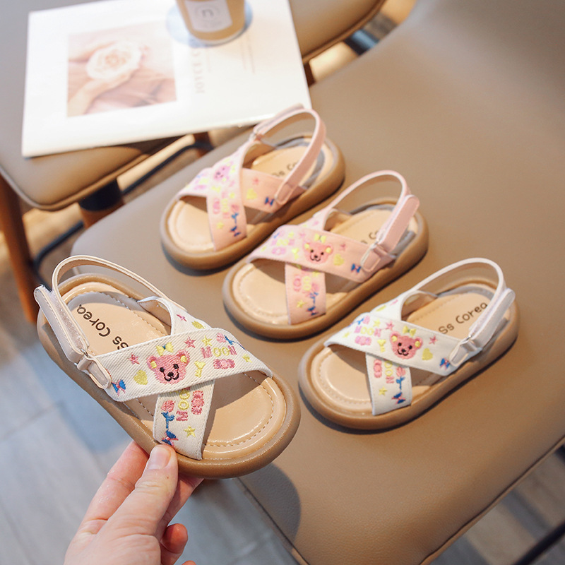 Children Princess Sandals 2025 New Summer Children's Shoes Wholesale Pastoral Style Baby Little Girl Cross Girls' Shoes