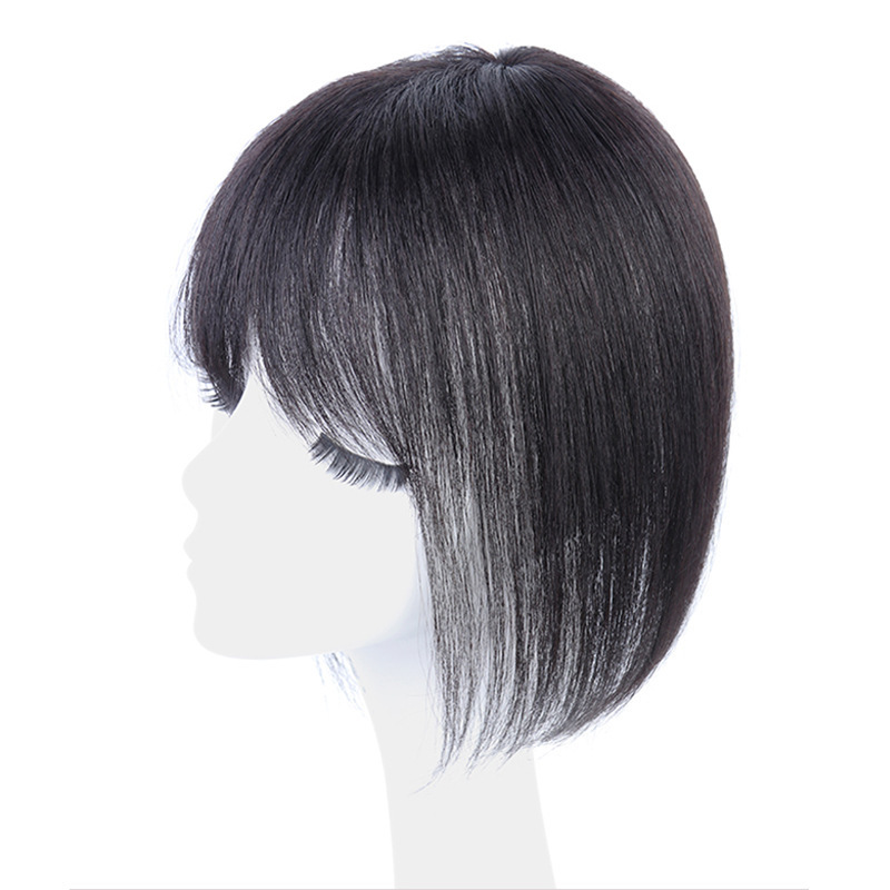 Wig Women's Real Hair Overhead Wig Piece Xuchang One-piece Invisible Covering White Hair Bangs Wig Piece