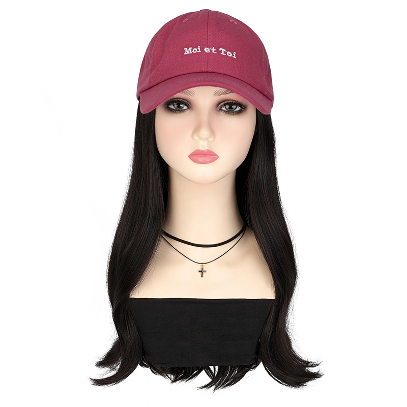 One-piece wig cap letter peaked cap breathable natural all-match internet celebrity popular natural lazy white one-piece delivery