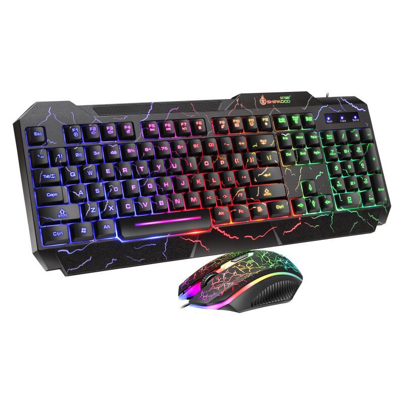Crack luminous keyboard and mouse set wired desktop notebook e-sports game Home Office keyboard and mouse wholesale