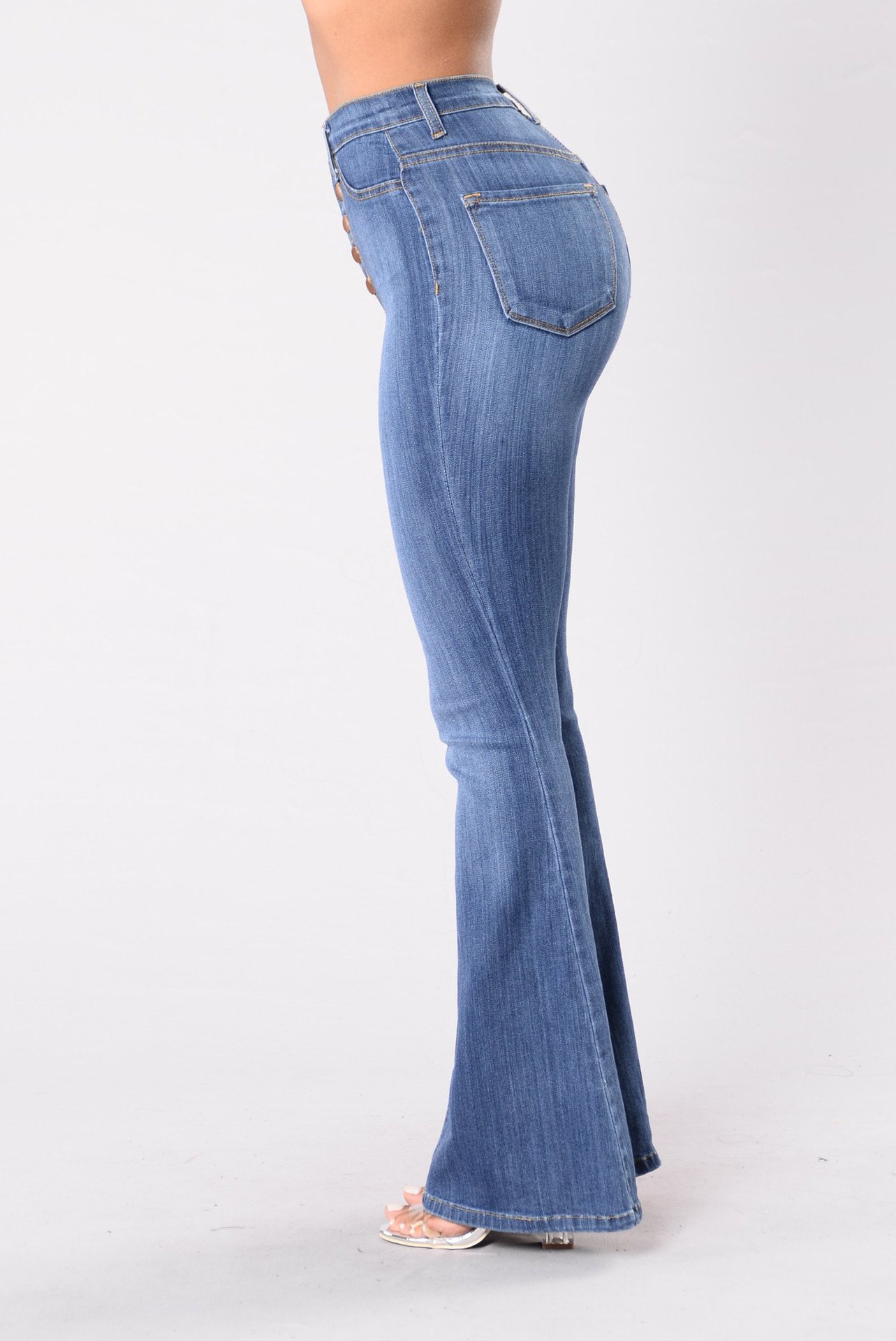 A large number of in stock European and American cross-border new Amazon AliExpress slim high waist hip Denim flared pants for women