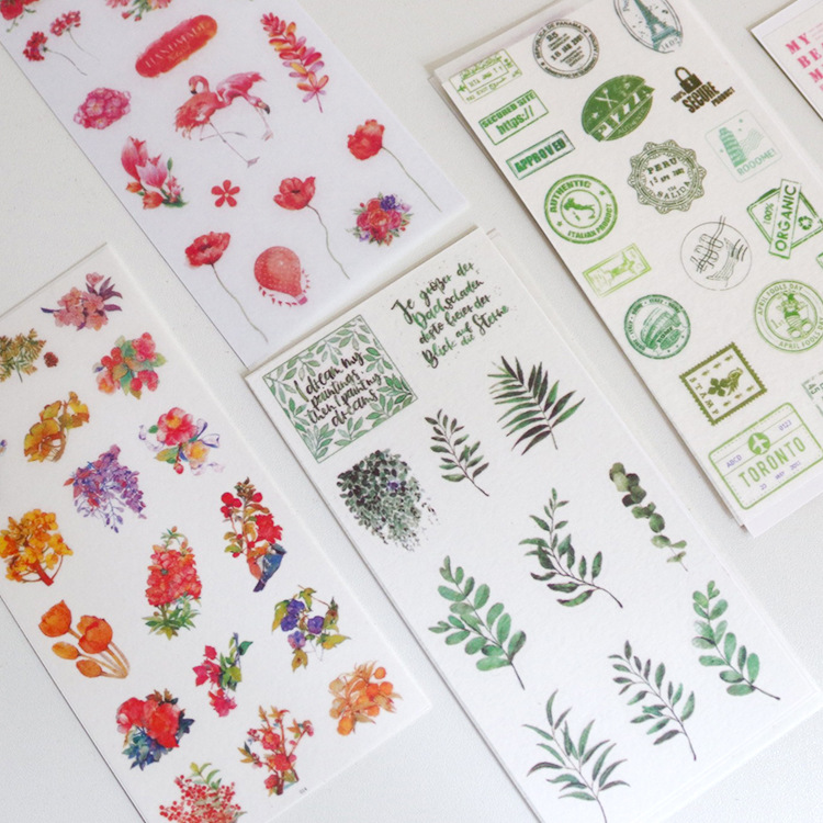 Flower Room Event Plant Flower bouquet retro hand account and paper sticker decorative small pattern ins Wind label hand account material sticker