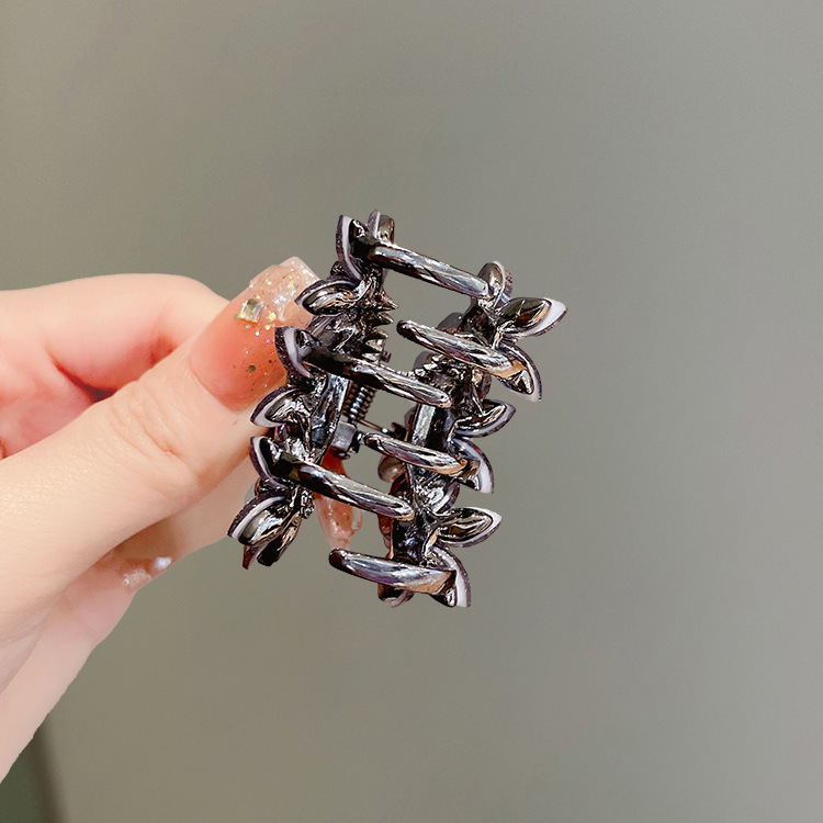 2024 new rhinestone colored glaze flower gun black hairpin high sense back of the head half tie grip clip exquisite shark hair accessories_voghion.com