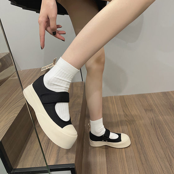 French Mary Jane women's shoes new zhao Lusi mono same style ugly cute sandals big toe platform women's canvas shoes
