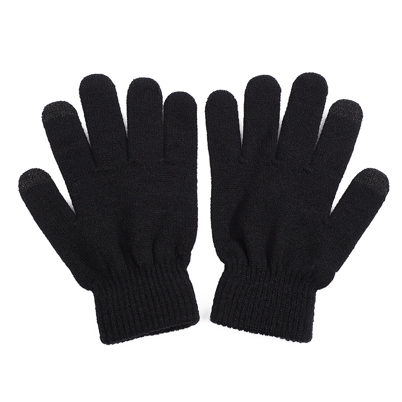 Men's winter padded brushed knitted touch screen gloves outdoor riding cold-proof warm game gloves factory direct batch_voghion.com