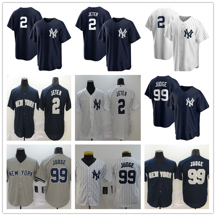Yankees Yankees Baseball Suit 2#JETER 99#JUDGE Blue White Cardigan Training Suit Embroidered