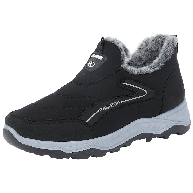 Winter New Cotton Shoes Fleece Thickened Men's Fashion Snow Boots Waterproof Warm Extra Thick Middle-aged and Elderly Soft Bottom Boots