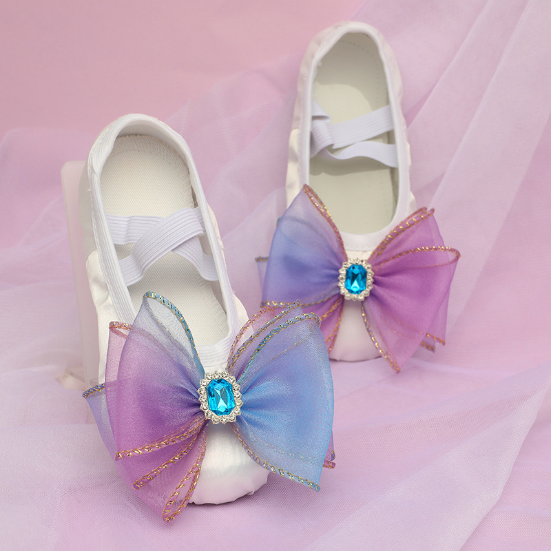 Blue Dancing Shoes Women's Soft-soled Children's Classical Chinese Ballet Special Dancing Shoes for Girls Claw 8037