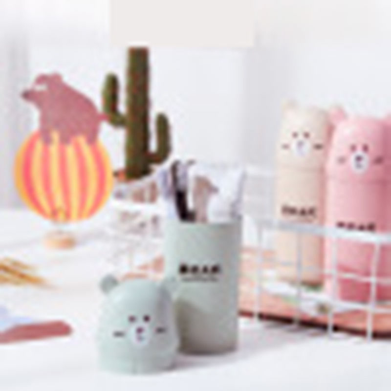 Maixiang Bear Teeth Box Household Cute Toothbrush Box with Lid Teeth Barrel Travel Pack Toilet Travel Business Dormitory