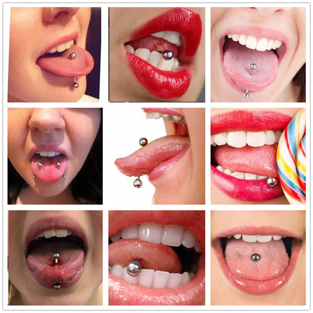 F136 titanium alloy internal tooth tongue nail G23 titanium internal thread double-headed ball tongue nail straight rod bridge puncture jewelry