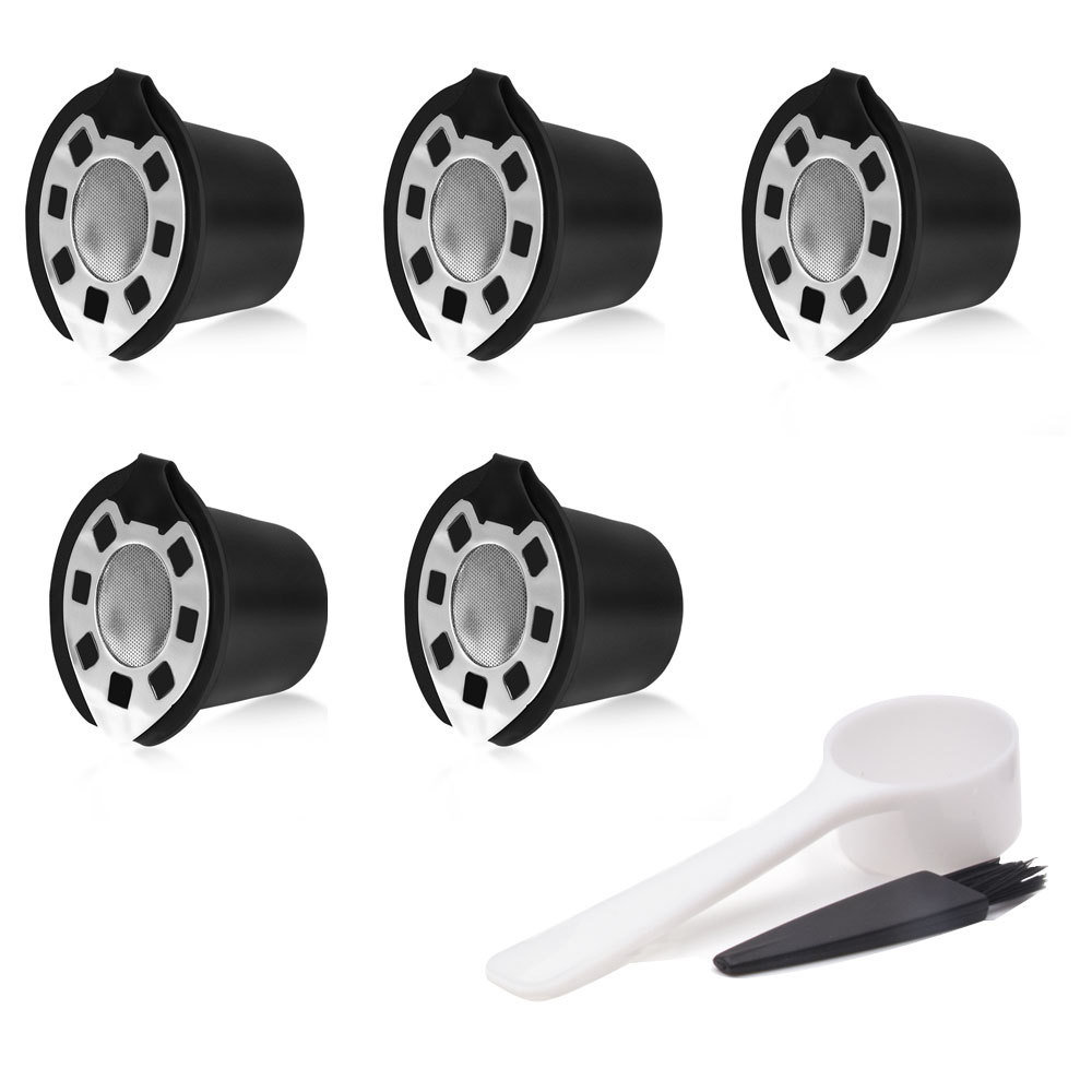 Best selling 6 piece Nespresso reusable capsule stainless steel lid refillable coffee powder shell