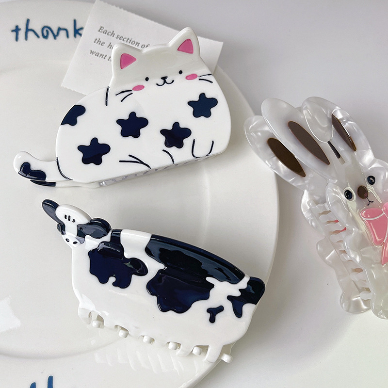 Nische Kreative Niedliche Tier Fangen Clip Katze Hund Kuh Kaninchen Essigsäure Hai Clip Haarnadel 2024 Neue frauen Haarnadel_voghion.com
