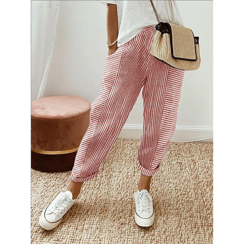 2023 Summer New Woven Jacquard Stripe Patchwork Design Loose Casual Pants for Children