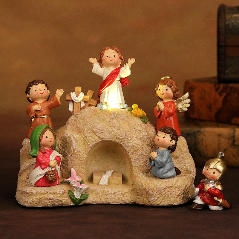 Cross-border cartoon Jesus sun scene decoration Christmas Easter gift indoor decoration resin crafts