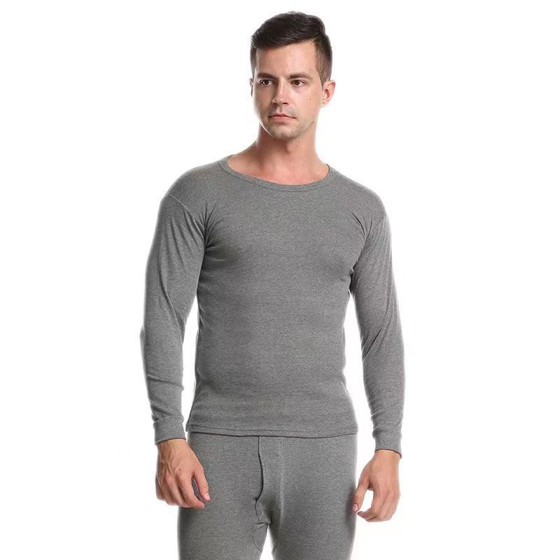 Factory wholesale men's cotton autumn pants suit round neck bottoming cotton sweater for the elderly thin a generation of hair