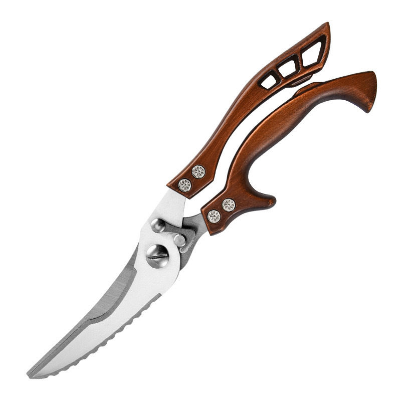 Wholesale strong chicken bone scissors stainless steel bone removal all steel aluminum handle scissors kitchen scissors multi-purpose household food scissors