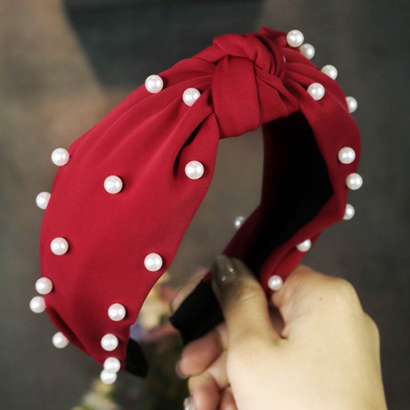 Fabric wide-brimmed hair hoop ins sweet pearl fabric hair hoop knot wash hair accessories hair hoop wholesale