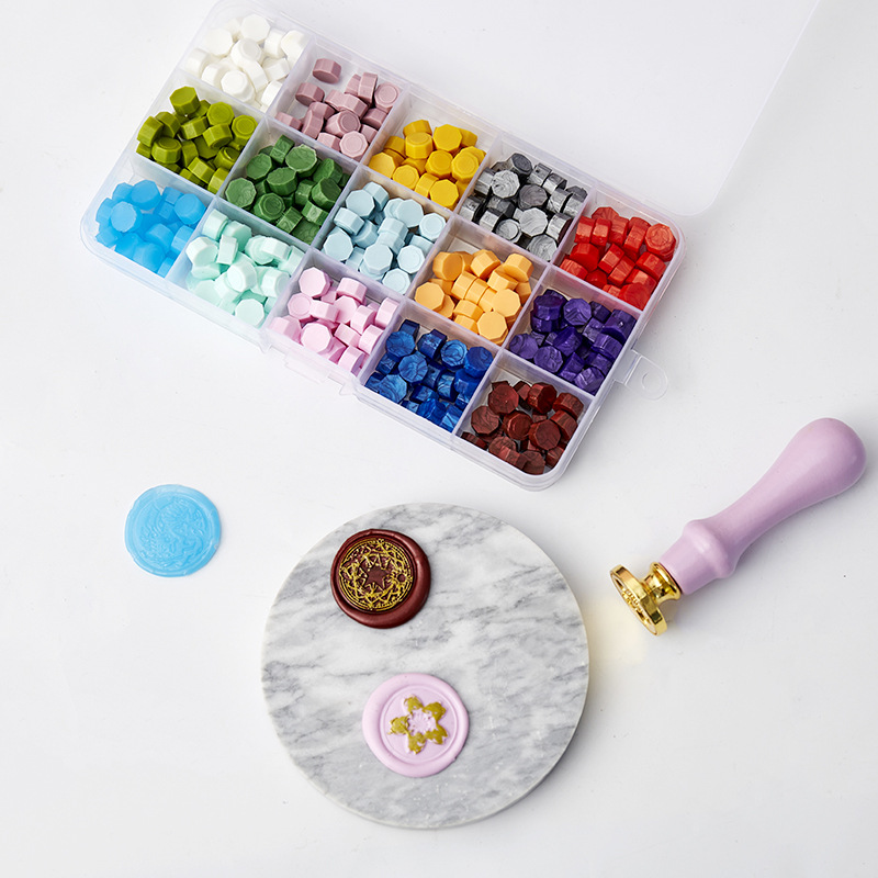 Fire paint wax grain wholesale source factory spot boxed multi-color sealing wax mixed color octagonal seal wax