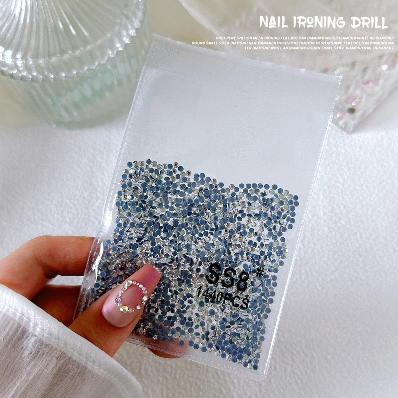 1440 nail mesh flat bottom rhinestones can't drop bottom Austrian Diamond White AB transparent round large glass diamond jewelry