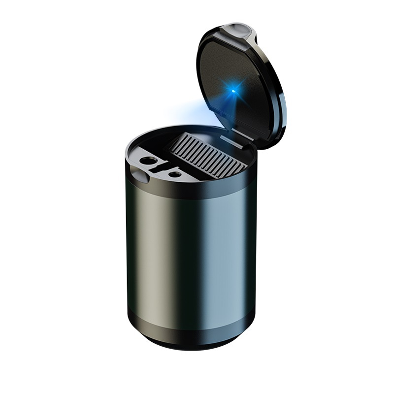 Car Ashtray Car Advanced Sense Low Anti-Fly Ash Aluminum Alloy Stainless Steel with Light Belt Cover with Car Logo