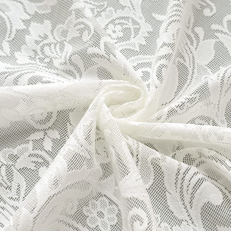 Wear rod curtain transparent opaque gauze curtain high sense lace polyester balcony bedroom window screen finished wholesale