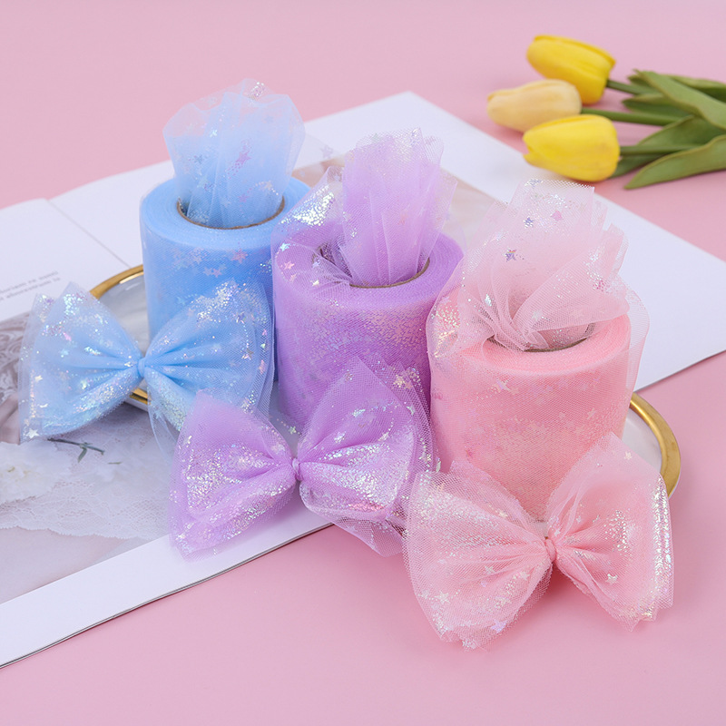 Amazon rope net decoration 22 m/roll magic color meteor love tulle ribbon handmade bow shoe flower decoration