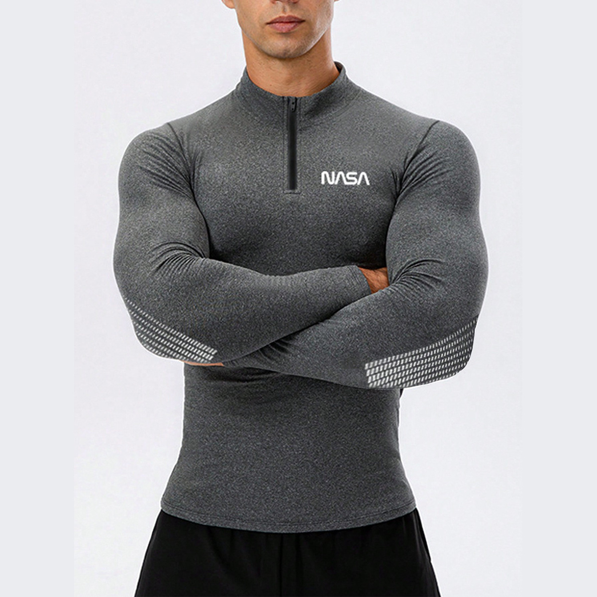 Outdoor Sports Running Fitness Stretch Quick-drying Clothes Thin suit Half-zipper Collar Slim-fit Long-sleeved Jacket Men's Jacket