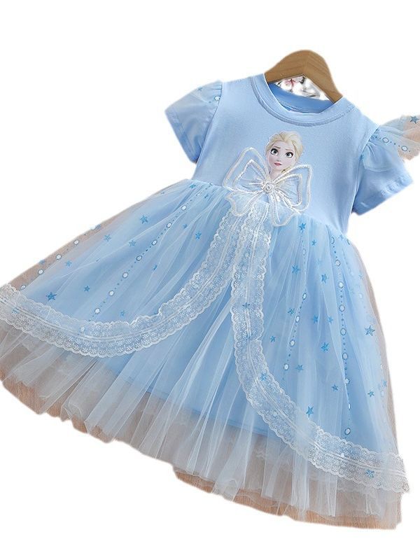 2025 Summer New Arrival dress Baby Girl's Short-Sleeved Tutu Veil Skirt Aisha Dress Girl's Princess Aisha Dress