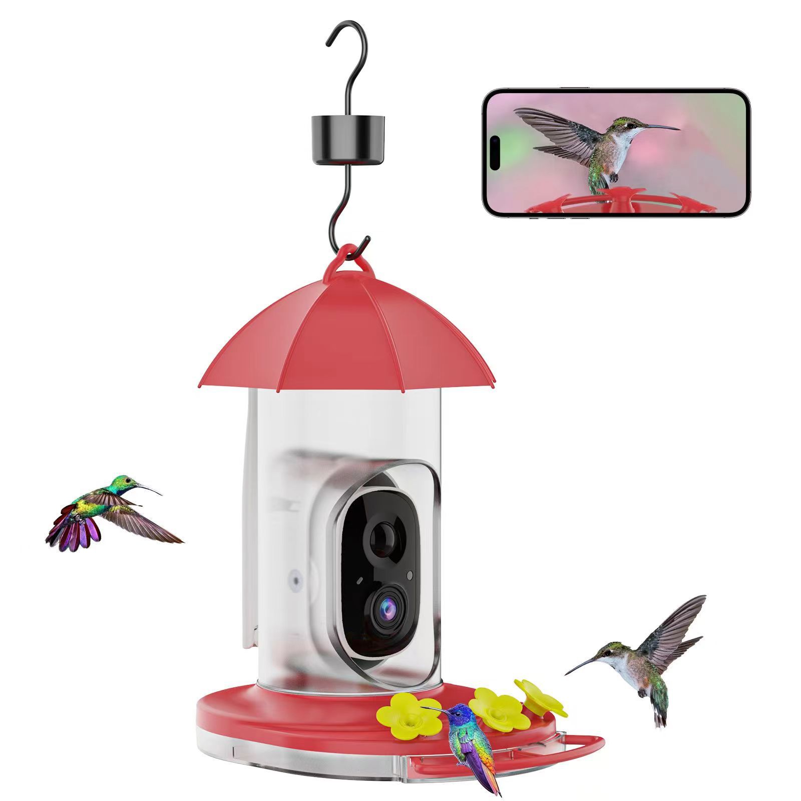 Amazon Low Power Solar cross-border hummingbird feeder bird feeder bird watching intelligent AI recognition camera