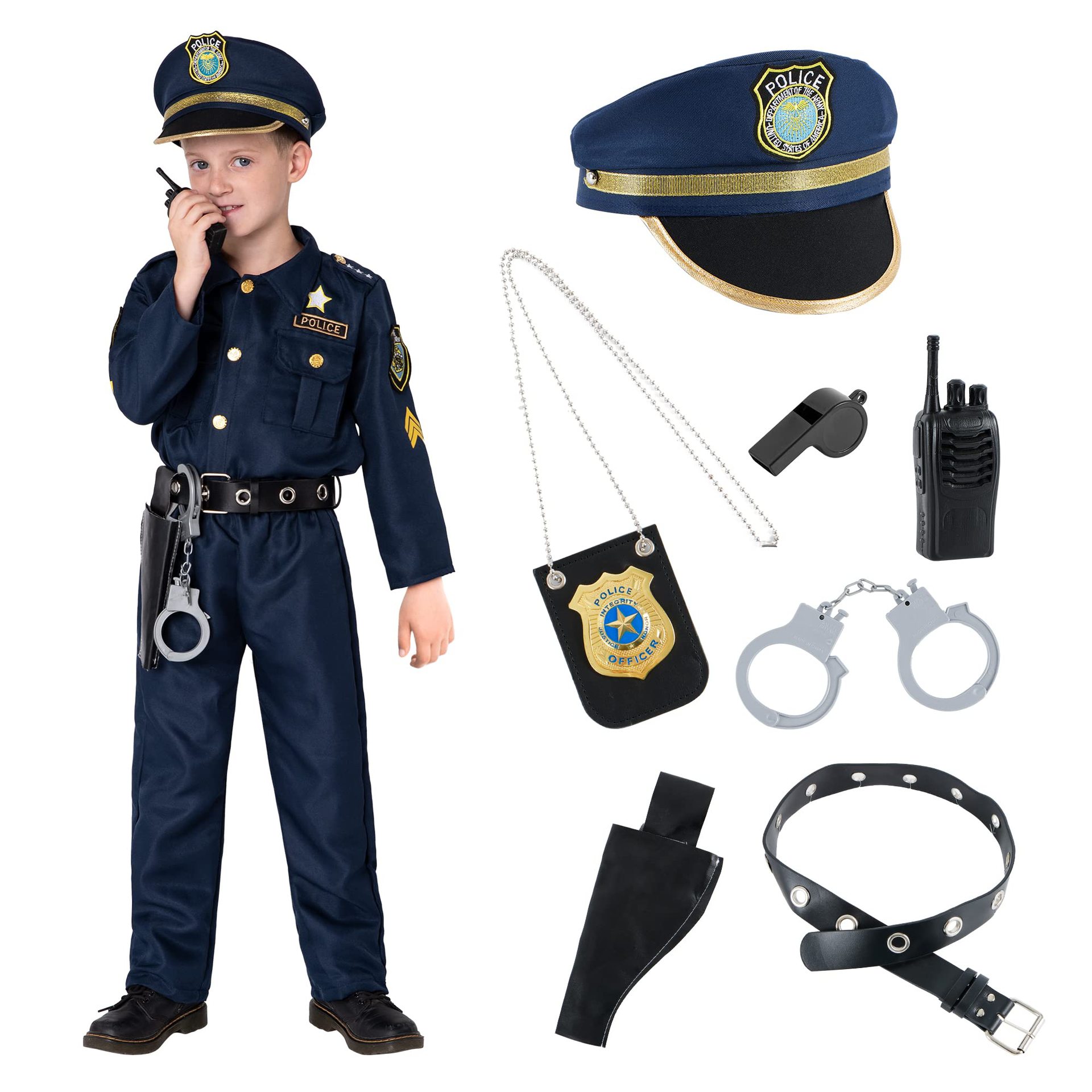 亞馬遜熱銷萬聖節兒童美國警察制服cos派對服飾道具套裝扮演服裝