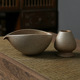 Stoneware reef yellow matcha bowl thin mouth + tea stand