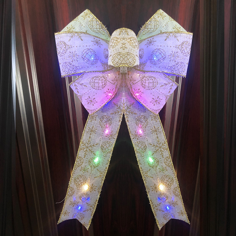 Christmas Bow Hanging with Light Christmas Tree Decoration Interior Door Head Decoration Christmas Bow Door Decoration Pendant_voghion.com