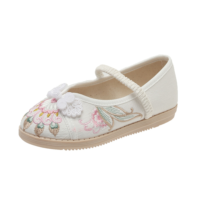 Old Beijing Cloth Shoes Ancient Clothing Girls' Hanfu Shoes Antique Children's Embroidered Shoes Princess Antique Tang Suit Horse Face Skirt Shoes