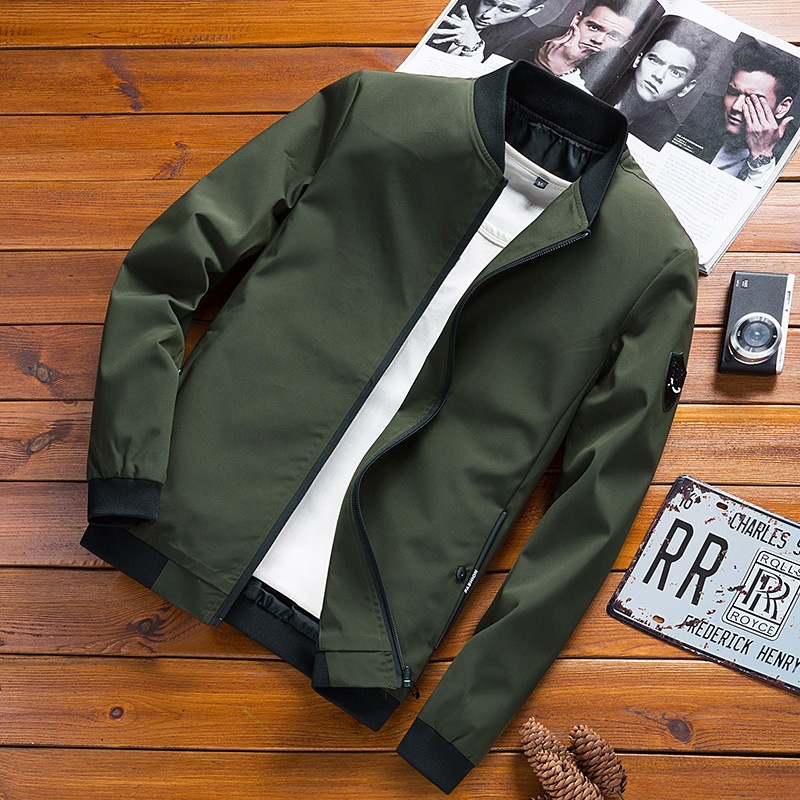 Men's stand collar coat new spring and autumn Korean style slim-fit trendy handsome jacket men's casual autumn clothes