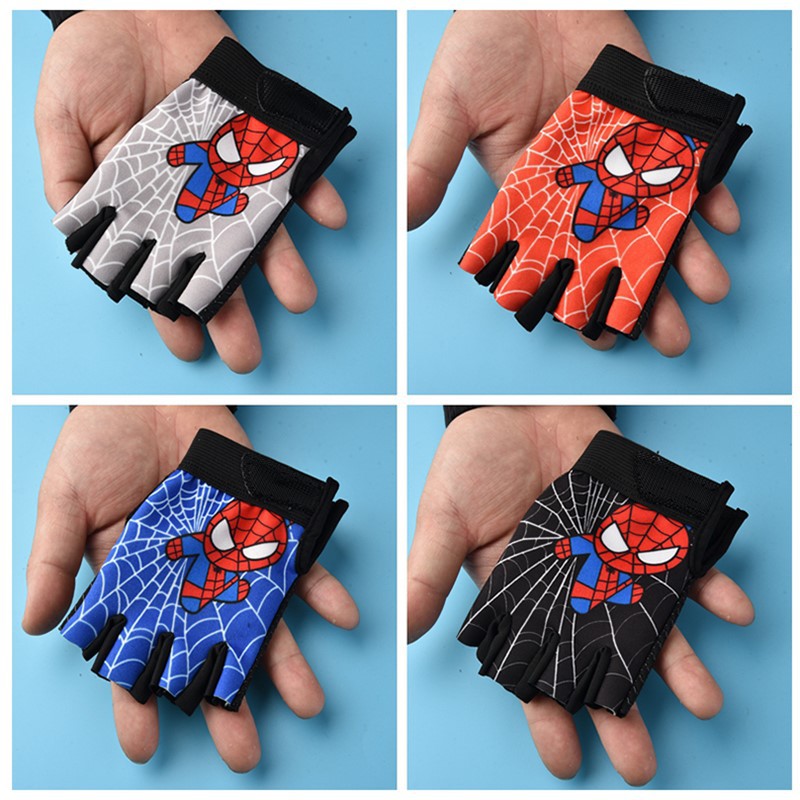 Wholesale children's half finger gloves men's outdoor sports thin breathable cartoon riding half gloves women's roller skating performance