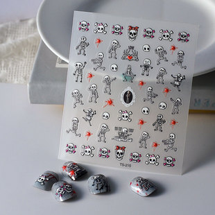 Cross-border 5D Halloween nail stickers for Europe and the United States skull waterproof relief nail stickers blood drops trick stickers