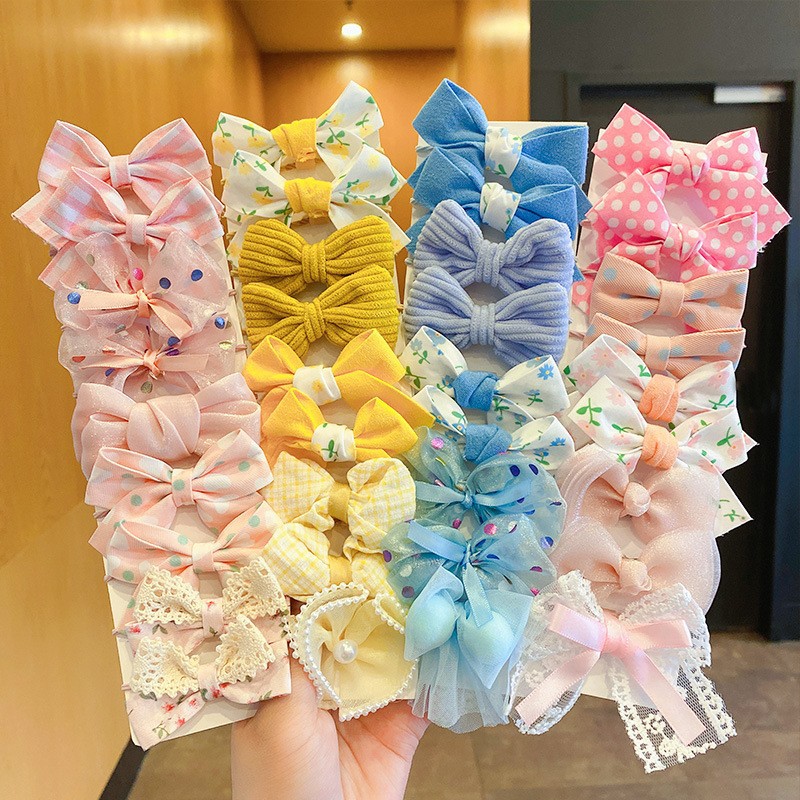 Children's Rubber Tendon Baby's Hair Rope Girls' Fabric Flower Bow Does Not Hit Hair Accessories Cute Hair Ring Ponytail Headwear