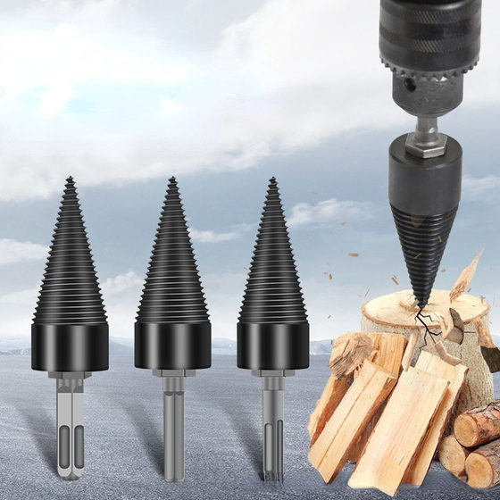 Wood splitting drill cross-border wholesale electric hammer drilling drill hole opener woodworking split cone tool set wood splitting artifact