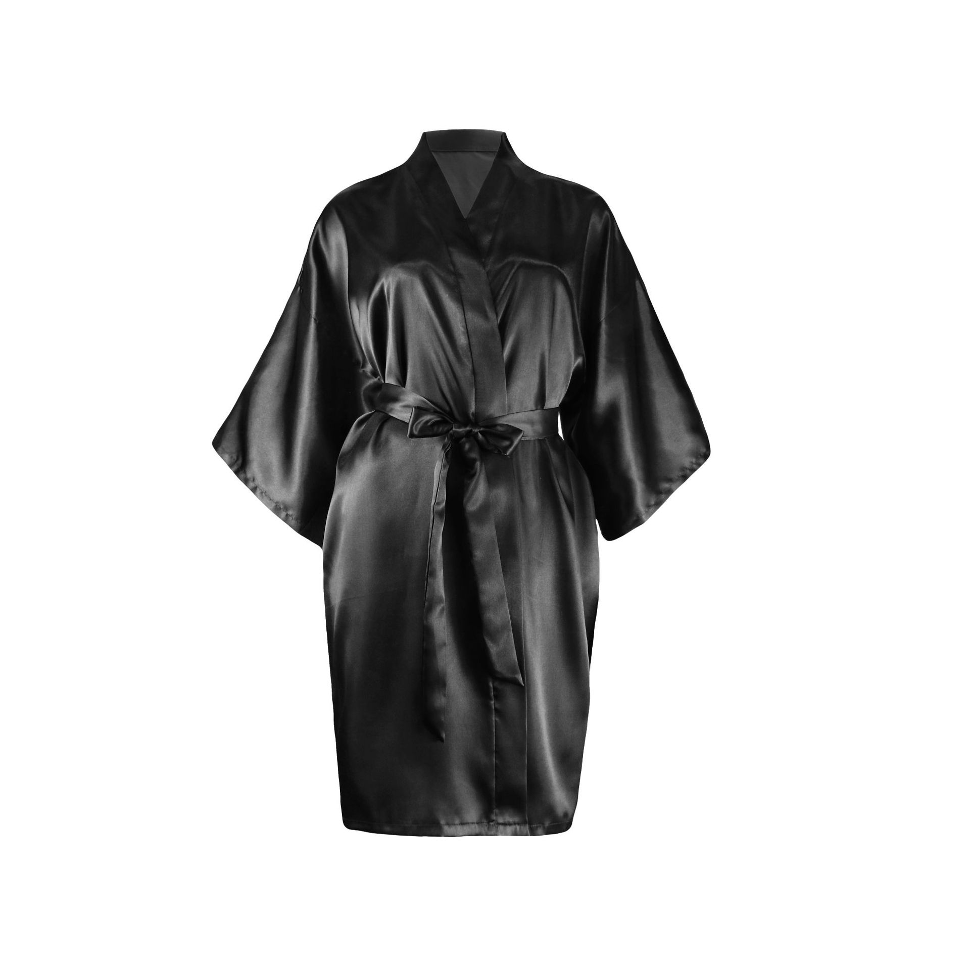 European and American Plus Size Women's Nightgown Silk-like Shade Kimono Solid Color Thin Cardigan Bathrobe Summer Sexy Short Morning Gown