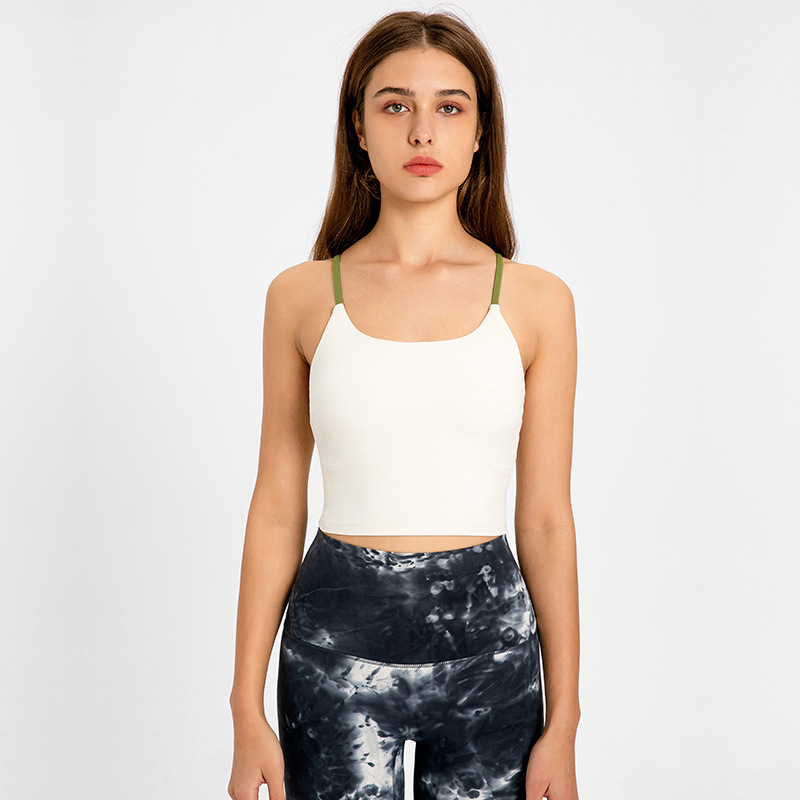 New Arrival Contrast Color Simple Yoga Vest Fashionable All-match Outer Wear Casual Fitness Sports Underwear for Women