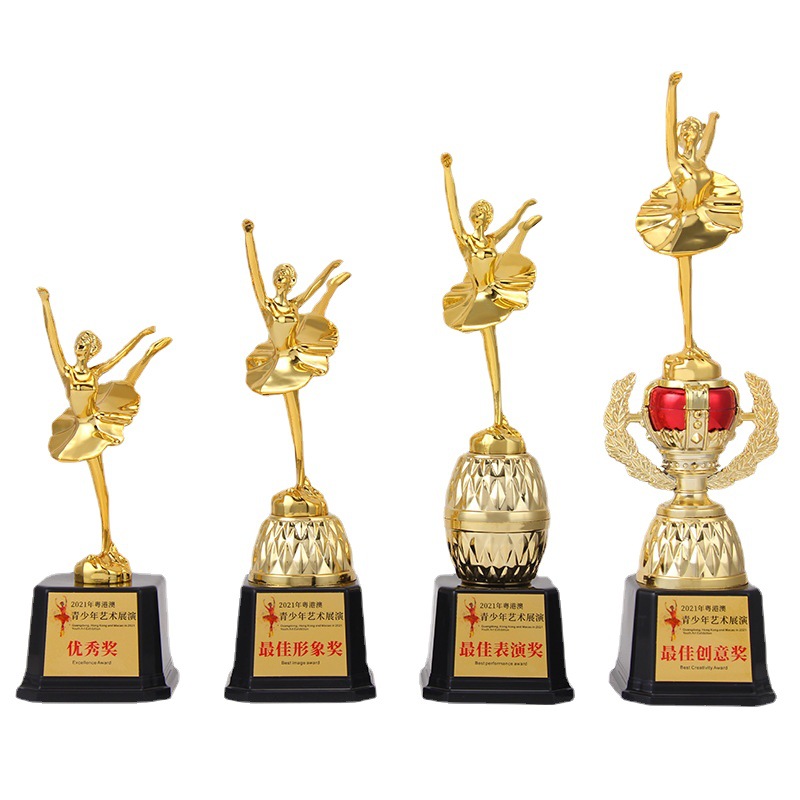 Little Golden Man Resin Plastic Dancing Trophy Dance Ballet Competition Award Gold Crown Trophy Creative Prize Trophy Trophy Stakes