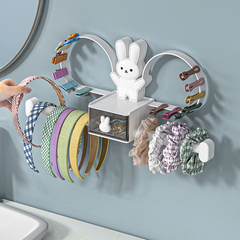 Cartoon Cute Hair Accessories Storage Rack Hanger Storage Non-perforated Multi-functional Jewelry Storage Box Finishing Storage Rack