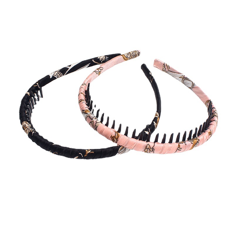 C109 Korean Style Face Wash Hair Accessories Internet Celebrity Floral Comb Hairband All-inclusive Toothed Pressed Hair Hoop Hairpin for Women