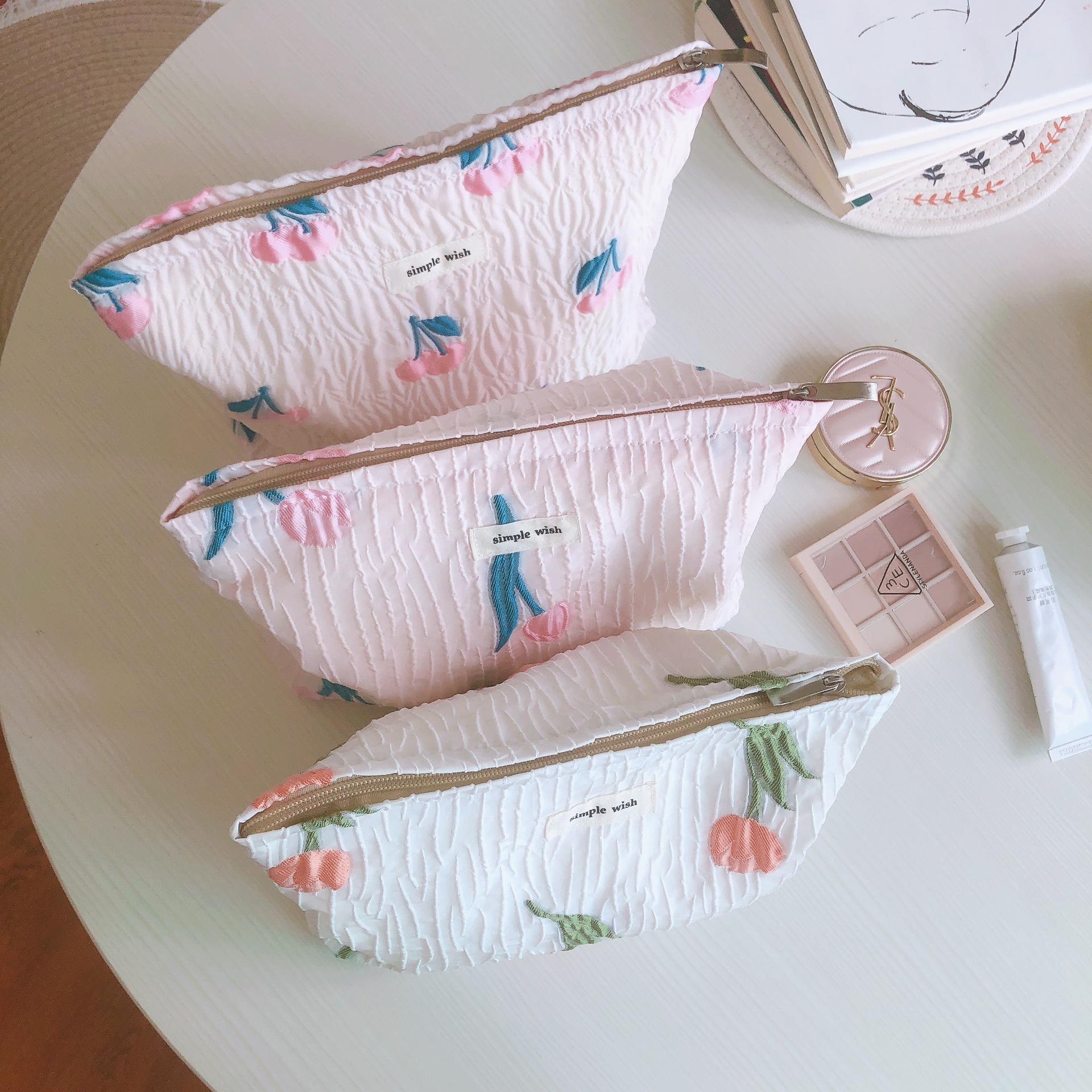 [Suxi Bags] Niche Design Tulip Cosmetic Bag Women's Exquisite Fabric Handbag French Romantic Fresh