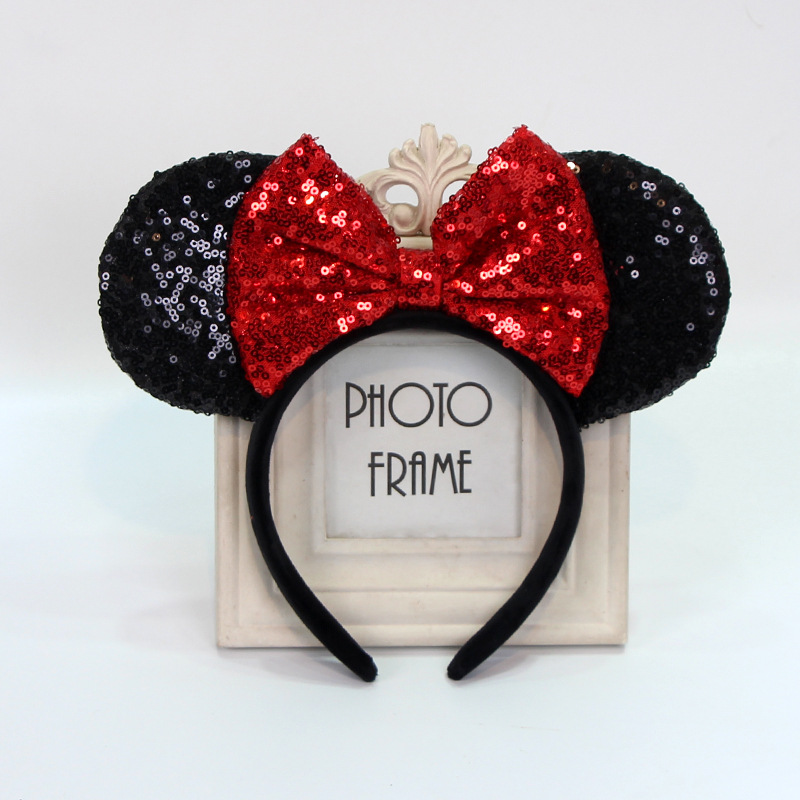 Bow round ear headband amusement park headdress hairpin headband polka dot sequined cartoon headband hair accessories female cross-border