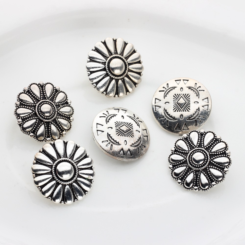 Vintage old zinc alloy round daisy flower button hair button jewelry accessories diy jewelry materials wholesale