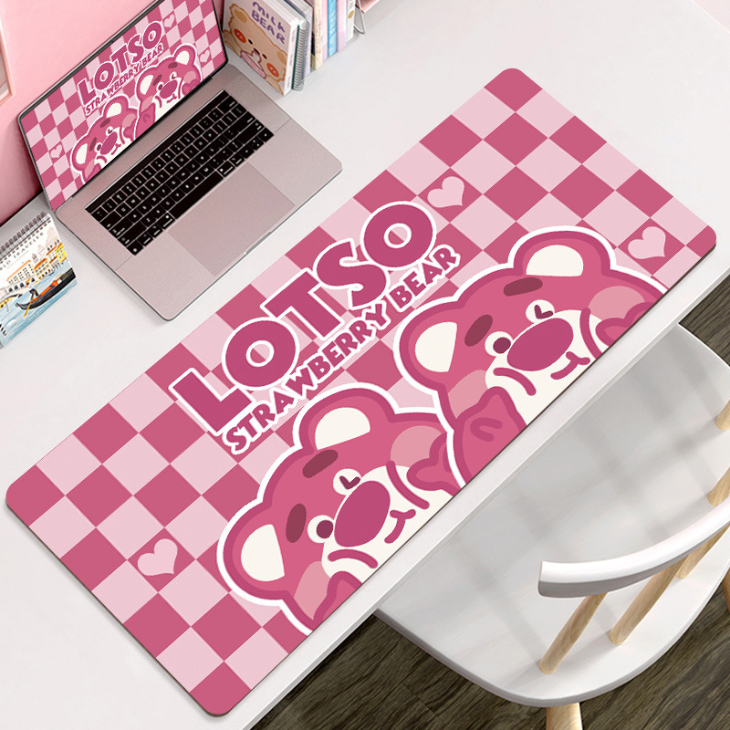 Cute Strawberry Bear Super Large Mouse Pad Girl Heart Learning Office Dormitory Home Cartoon Table Mat Keyboard Mat