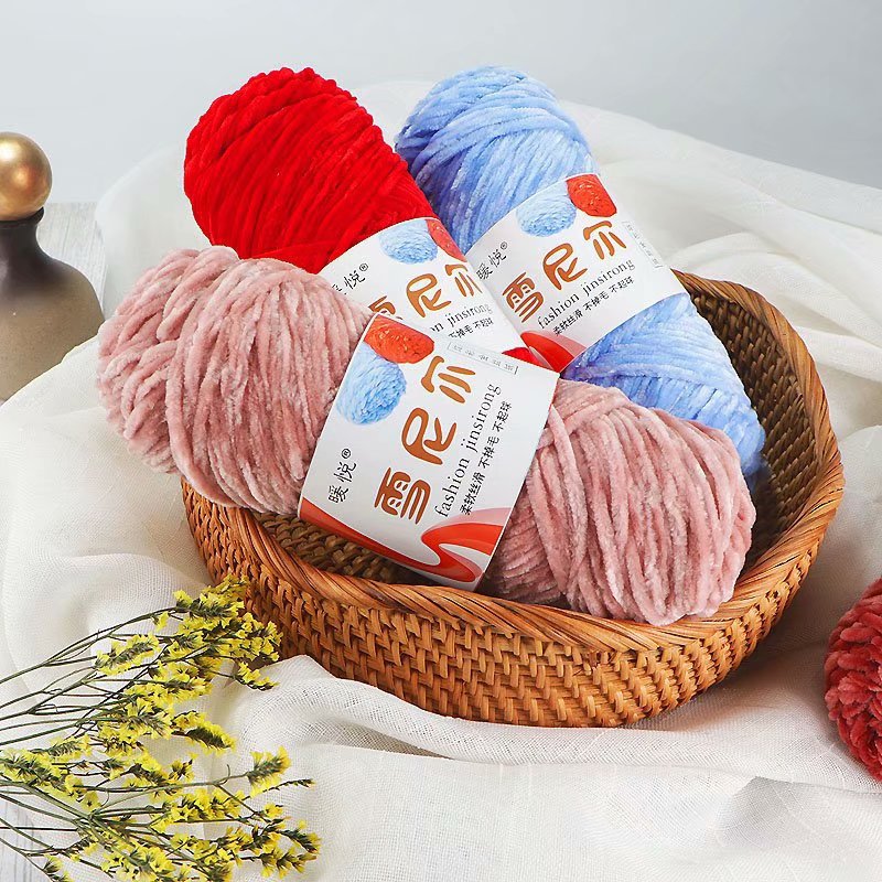 Chenille wool thread wool thread gold silk thread thick stick needle thread hand knit hat scarf ice thread factory wholesale