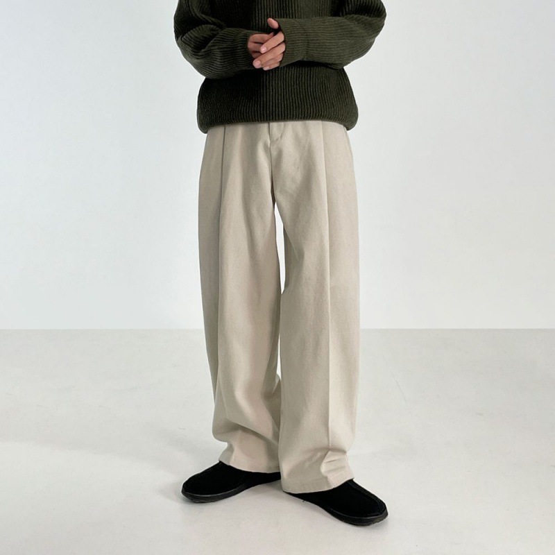 MYQ wide-leg mopping slimming suit pants men's Korean-style loose straight thickened casual pants for autumn and winter cleanfit